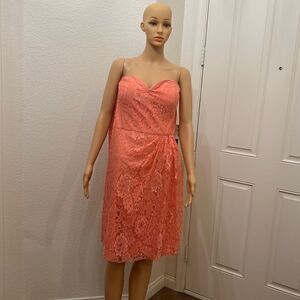 Weddington Way Rudy Coral Size 20 Floral Lace Dress Strapless Unfinished Edges